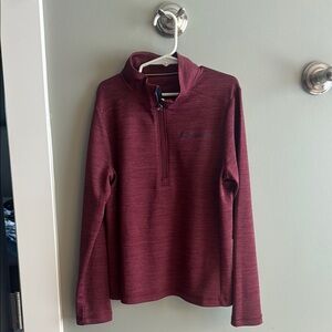 Vineyard Vines Boys Sankaty quarter zip Maroon Pullover with navy Logo